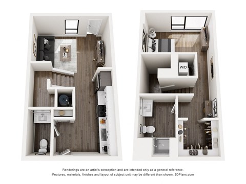 A floor plan of a two bedroom apartment.